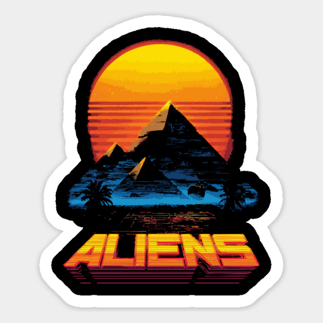 Pyramid Sunset with Alien Neon Glow Magnet by TuncGK