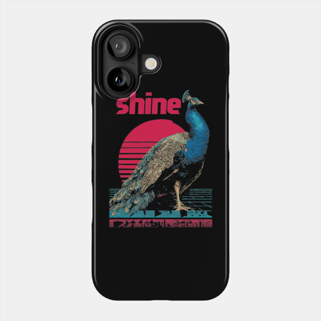 Peacock Shine in Retro Sunset Phone Case by TuncGK