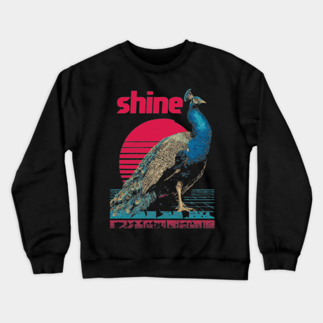 Peacock Shine in Retro Sunset Crewneck Sweatshirt by TuncGK