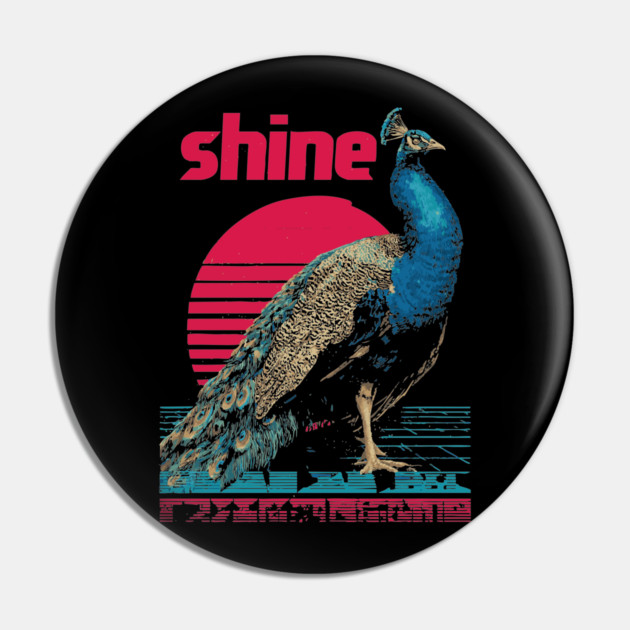 Peacock Shine in Retro Sunset Pin by TuncGK