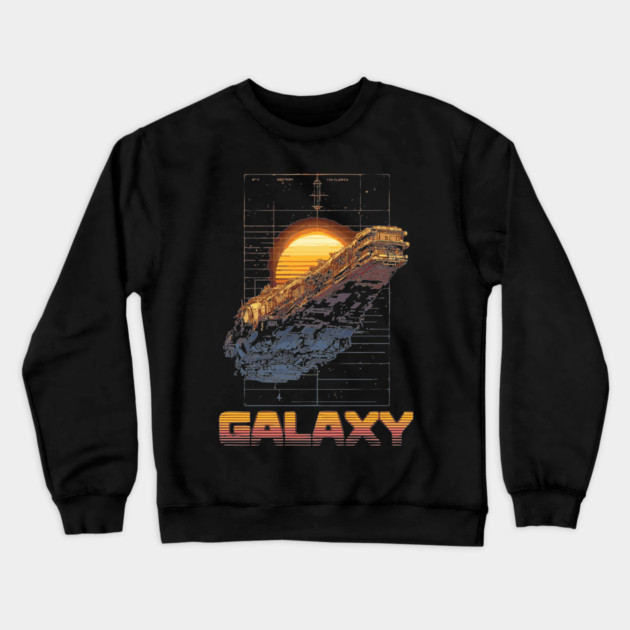 Retro Galaxy Spaceship - Synthwave Futuristic Crewneck Sweatshirt by TuncGK