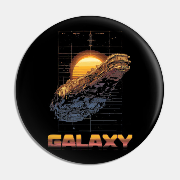 Retro Galaxy Spaceship - Synthwave Futuristic Pin by TuncGK