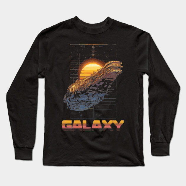 Retro Galaxy Spaceship - Synthwave Futuristic Long Sleeve T-Shirt by TuncGK