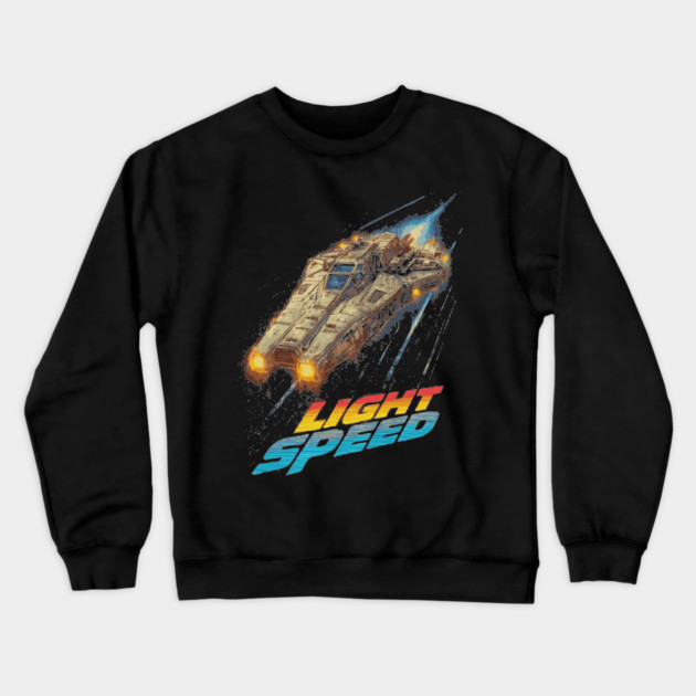 Light Speed - Retro Sci-Fi Spaceship Crewneck Sweatshirt by TuncGK