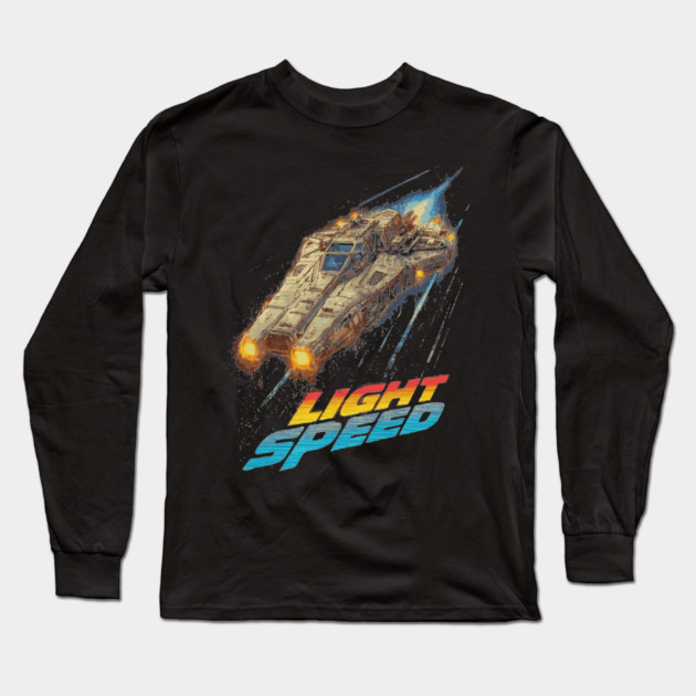 Light Speed - Retro Sci-Fi Spaceship Long Sleeve T-Shirt by TuncGK