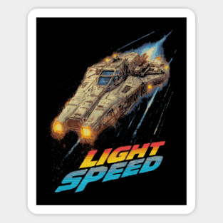 Light Speed - Retro Sci-Fi Spaceship Sticker