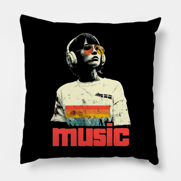 80s New Wave Music Girl Pillow by TuncGK