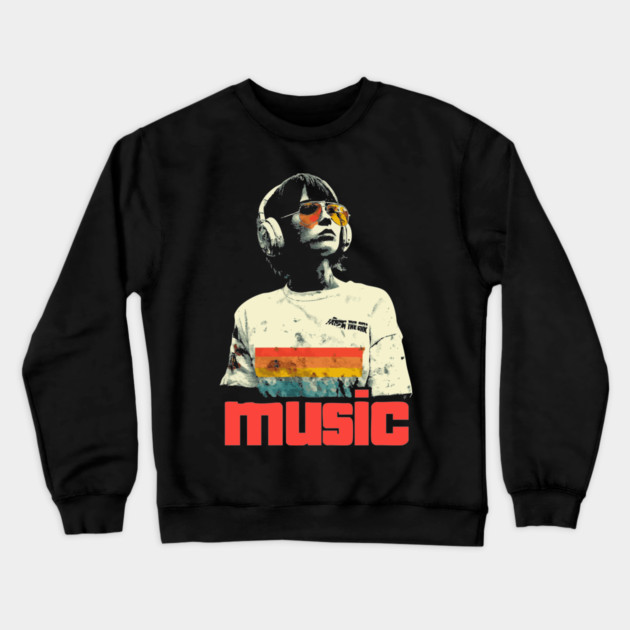 80s New Wave Music Girl Crewneck Sweatshirt by TuncGK