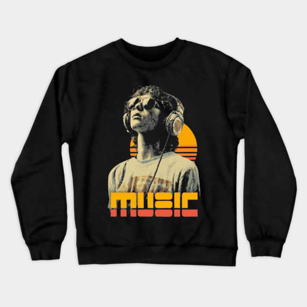 80s Retro Music Lover - Vintage Typography Crewneck Sweatshirt by TuncGK