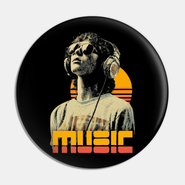 80s Retro Music Lover - Vintage Typography Pin by TuncGK