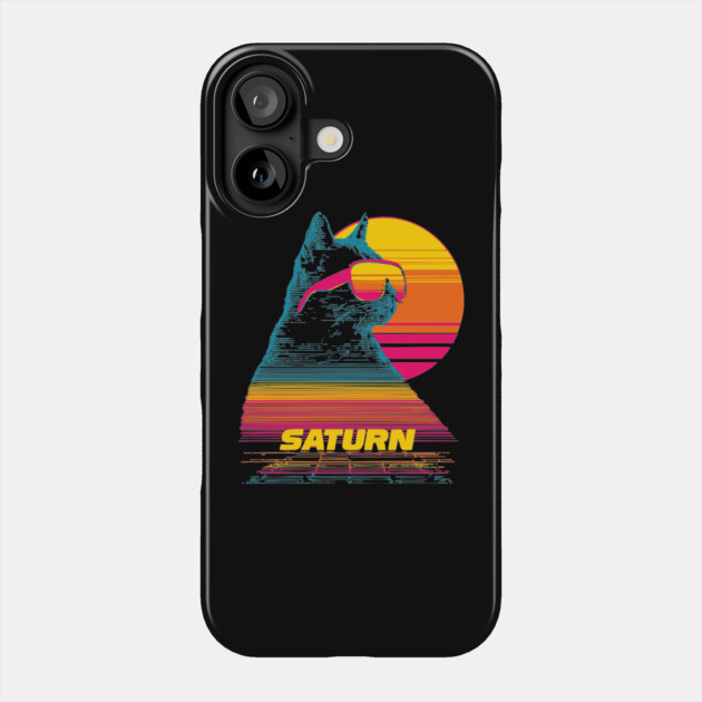 Saturn Caturn - Synthwave Space Cat - Surreal Design Phone Case by TuncGK