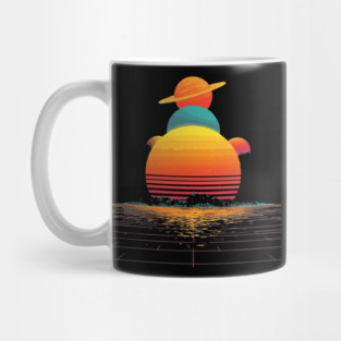 Retro Wave Solar System - Galactic Synthwave Design Mug