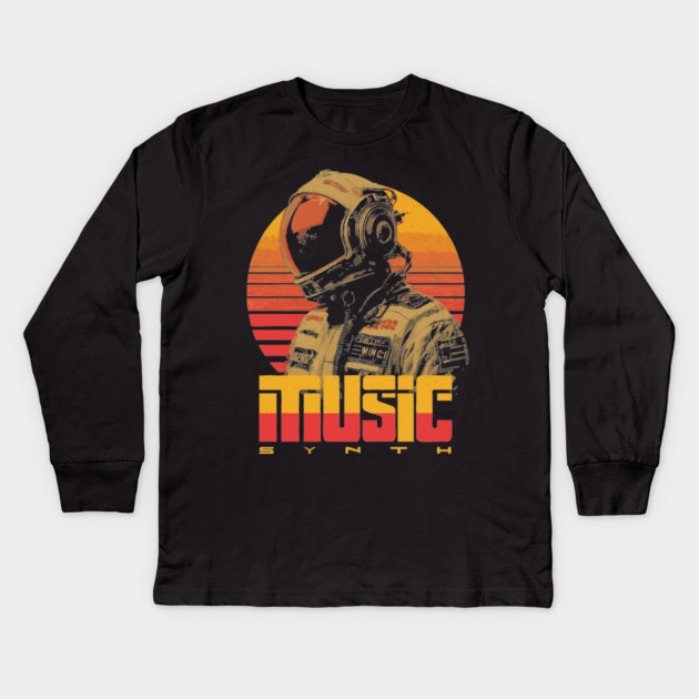 Retro Synthwave Astronaut DJ - Music and Space Lovers Kids Long Sleeve T-Shirt by TuncGK