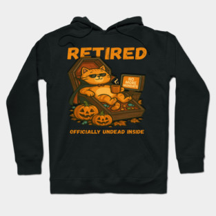 Retired Cat Officially Undead Inside T-Shirt – Funny Halloween Retirement Meme Hoodie