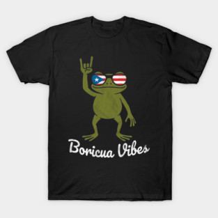 Boricua Coqui Frog Rock Sign Puerto Rican T-Shirt