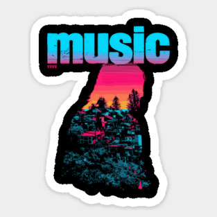 Retro Music Festival Vibe - Silhouette Concept Art Magnet