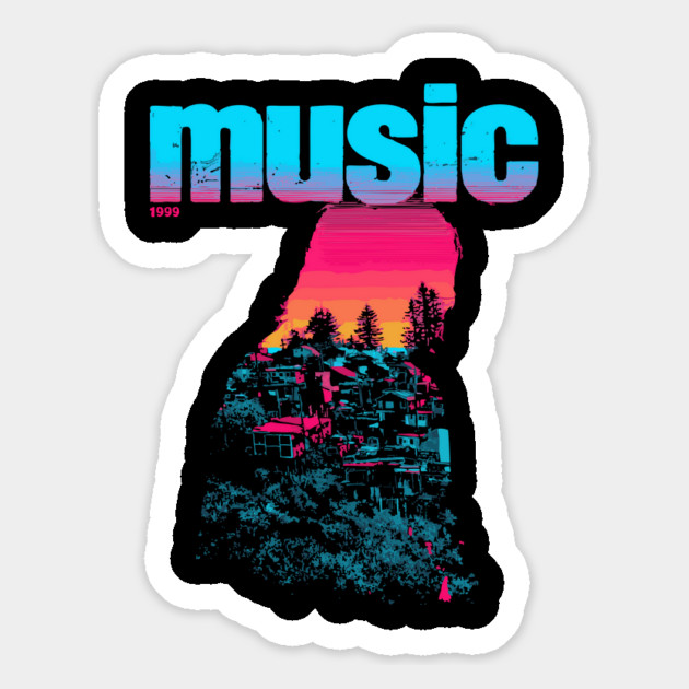 Retro Music Festival Vibe - Silhouette Concept Art Magnet by TuncGK