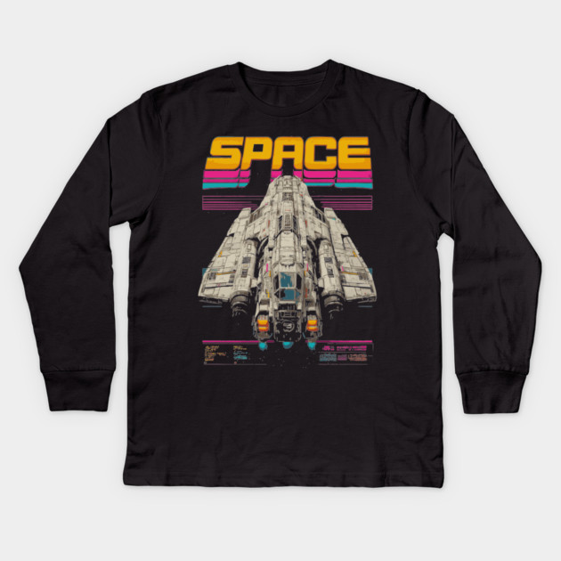 Retro Space Freighter - Sci Fi Lover Gift Kids Long Sleeve T-Shirt by TuncGK