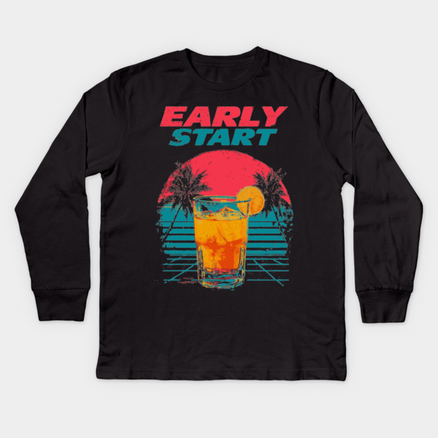 Early Start - Retro Summer Cocktail Kids Long Sleeve T-Shirt by TuncGK