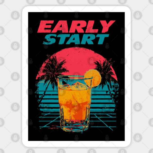 Early Start - Retro Summer Cocktail Sticker by TuncGK