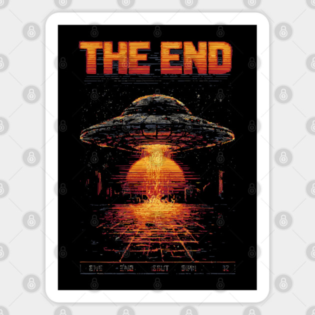 The End - Apocalyptic UFO Attack Sticker by TuncGK