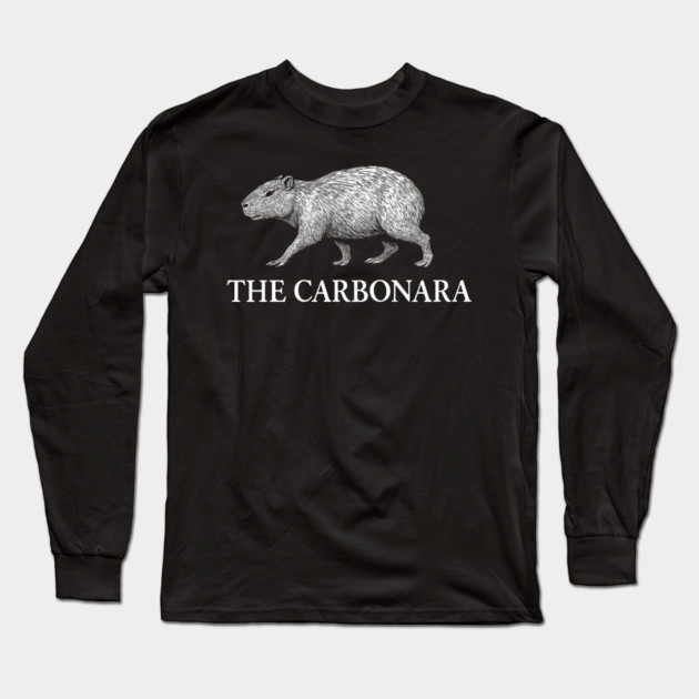 The Carbonara Capybara Animal Meme Pun Long Sleeve T-Shirt by Anticorporati