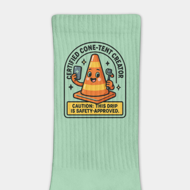 Certified Cone-tent Creator – Funny Traffic Cone Influencer T-Shirt by Anne Lee