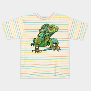 Colorful Iguana Art – Vibrant Reptile Wildlife Design Kids T-Shirt
