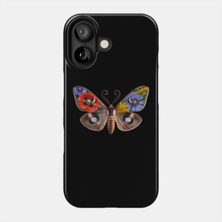 Floral Moth with Wildflowers and Nature-Inspired Wings Phone Case