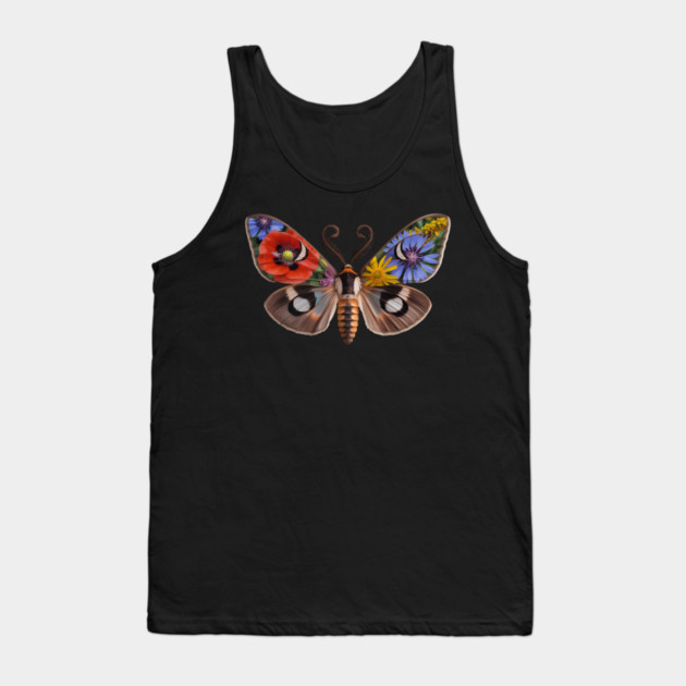 Floral Moth with Wildflowers and Nature-Inspired Wings Tank Top by BirdsnStuff
