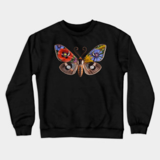 Floral Moth with Wildflowers and Nature-Inspired Wings Crewneck Sweatshirt