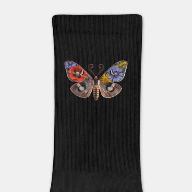 Floral Moth with Wildflowers and Nature-Inspired Wings by BirdsnStuff