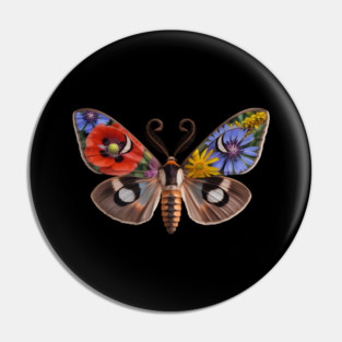 Floral Moth with Wildflowers and Nature-Inspired Wings Pin