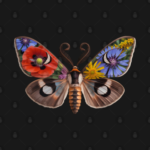 Floral Moth with Wildflowers and Nature-Inspired Wings by BirdsnStuff