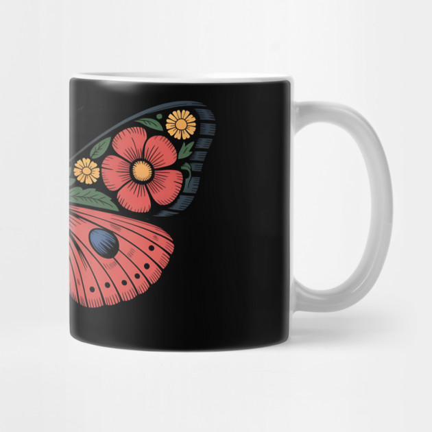Fantasy Moth with Bold Flowers and Whimsical Detail by BirdsnStuff