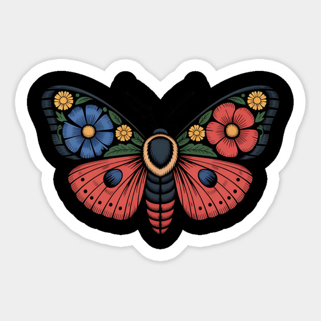 Fantasy Moth with Bold Flowers and Whimsical Detail Magnet by BirdsnStuff