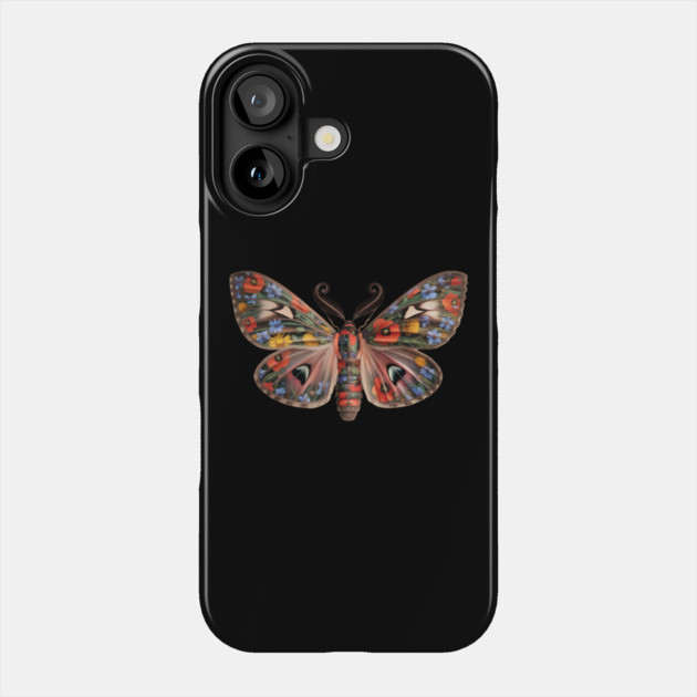Botanical Moth with Wild Bloom Wings Nature Art Phone Case by BirdsnStuff