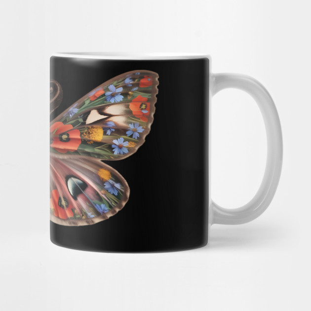 Botanical Moth with Wild Bloom Wings Nature Art by BirdsnStuff