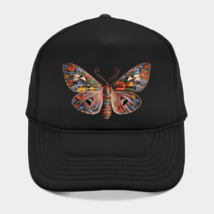 Botanical Moth with Wild Bloom Wings Nature Art Hat