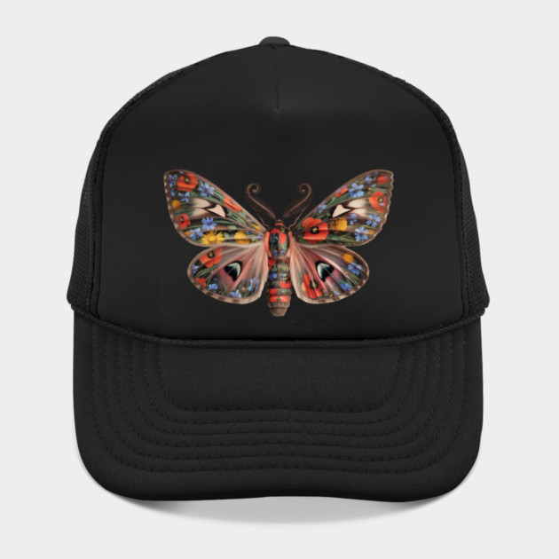 Botanical Moth with Wild Bloom Wings Nature Art by BirdsnStuff