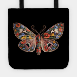 Botanical Moth with Wild Bloom Wings Nature Art Tote
