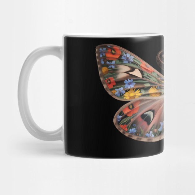 Botanical Moth with Wild Bloom Wings Nature Art by BirdsnStuff