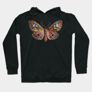 Botanical Moth with Wild Bloom Wings Nature Art Hoodie