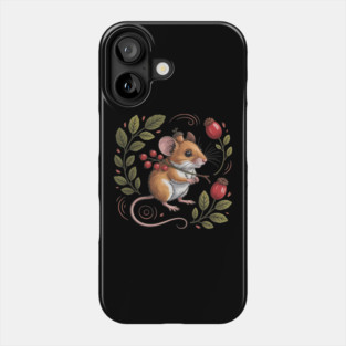 Whimsical Autumn Mouse with Berries and Acorn Hat Design Phone Case