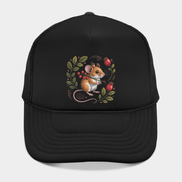 Whimsical Autumn Mouse with Berries and Acorn Hat Design by BirdsnStuff