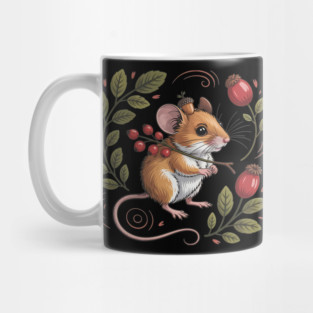 Whimsical Autumn Mouse with Berries and Acorn Hat Design Mug
