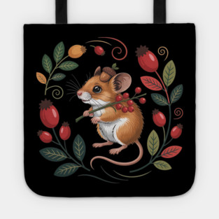 Whimsical Autumn Mouse with Berries and Acorn Hat Design 2 Tote