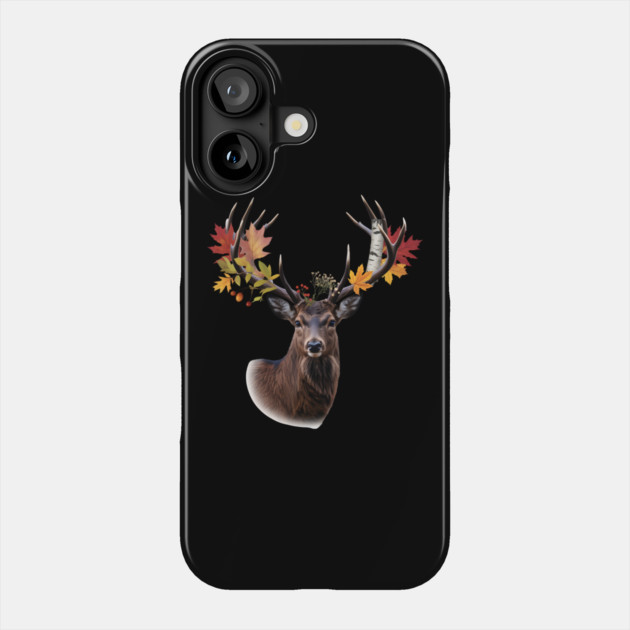 Autumn Woodland Deer with Leaf-Filled Antlers Phone Case by BirdsnStuff