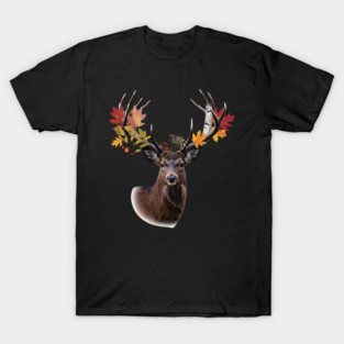 Autumn Woodland Deer with Leaf-Filled Antlers T-Shirt