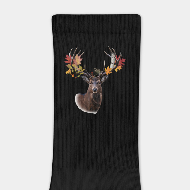 Autumn Woodland Deer with Leaf-Filled Antlers by BirdsnStuff